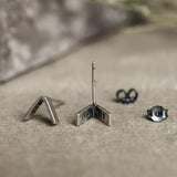 Stereo Arrow Stud Earrings 925 Sterling Silver Punk Wedding Jewelry