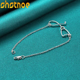 925 Silver Stethoscope Pendant Bracelet Chain Women Party Wedding Gift