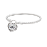 925 Sterling Silver Castle Padlock Bracelet with Charm Pendant DI