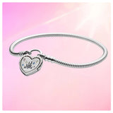 925 Sterling Silver Castle Padlock Bracelet with Charm Pendant DI