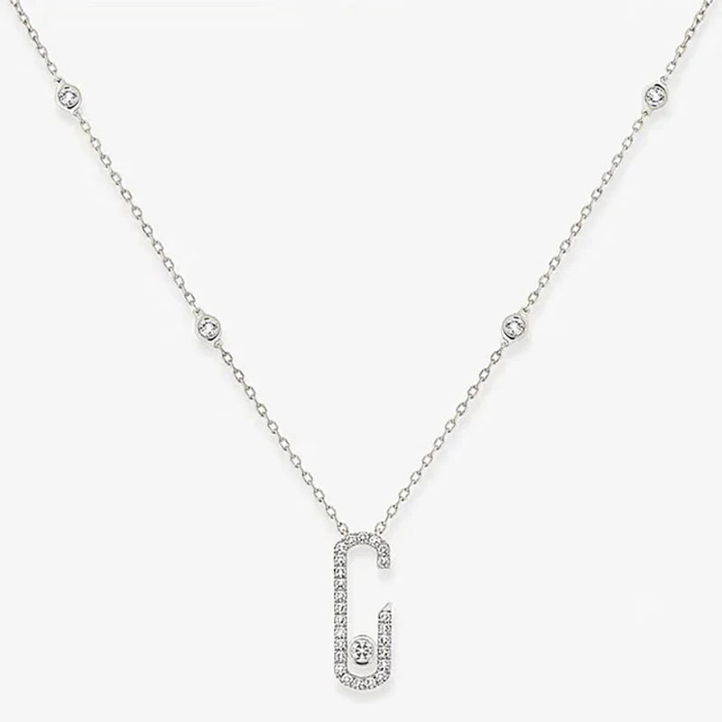 925 Silver Stone Movable Pendant Necklace Jewelry for Women