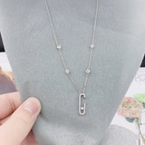 925 Silver Stone Movable Pendant Necklace Jewelry for Women