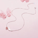 925 Silver Strawberry Crystal Cat Pendant Necklace Women Jewelry Gift