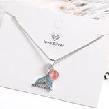 925 Silver Strawberry Crystal Pendant Necklace for Women