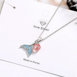925 Silver Strawberry Crystal Pendant Necklace for Women