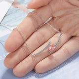 925 Silver Strawberry Crystal Pendant Necklace Wedding Party Jewelry