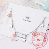 925 Silver Strawberry Crystal Star Charm Bracelet Prevent Allergy