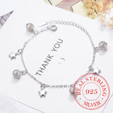 925 Silver Strawberry Crystal Star Charm Bracelet Prevent Allergy