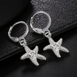 925 Sterling Silver Starfish Ear Clip Earrings