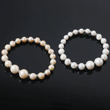 925 Silver Stretch Bracelet Cultured Freshwater Pearls Silver Beads