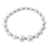 925 Silver Stretch Bracelet Cultured Freshwater Pearls Silver Beads