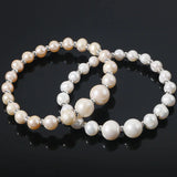 925 Silver Stretch Bracelet Cultured Freshwater Pearls Silver Beads
