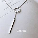 925 Silver Hanging Hoop Long Necklace for Women