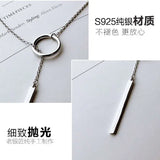 925 Silver Hanging Hoop Long Necklace for Women
