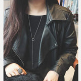 925 Silver Strip Hanging Hoop Circle Long Necklace Women Multi-layer