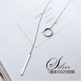 925 Silver Hanging Hoop Long Necklace for Women