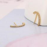 925 Silver Dangle Hoop Earring Zircon Stripe Arc Bar Line Piercing Women