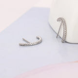 925 Silver Dangle Hoop Earring Zircon Stripe Arc Bar Line Piercing Women