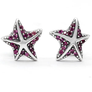 925 Silver Starfish Earrings with CZ, Wedding Jewelry