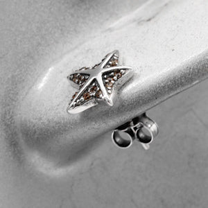 925 Silver Starfish Earrings with CZ, Wedding Jewelry