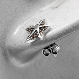 925 Silver Starfish Earrings with CZ, Wedding Jewelry
