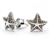925 Silver Starfish Earrings with CZ, Wedding Jewelry
