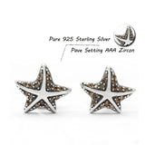 925 Silver Starfish Earrings with CZ, Wedding Jewelry