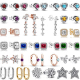 925 Silver Circle Snowflake Hoop Earrings Birthstone