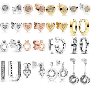 Heart Crown Hoop Logo Earrings Wedding Party Jewelry