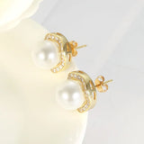 925 Silver Stud Earrings Natural Pearl Zirconia Jewelry for Women