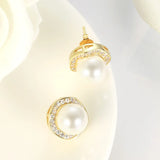 925 Silver Stud Earrings Natural Pearl Zirconia Jewelry for Women