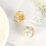 925 Silver Stud Earrings Natural Pearl Zirconia Jewelry for Women