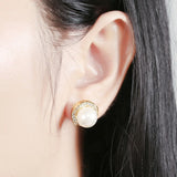 925 Silver Stud Earrings Natural Pearl Zirconia Jewelry for Women
