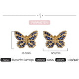 925 Silver Butterfly Zircon Stud Earrings for Women Stylish Jewelry Gift