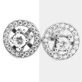 925 Silver Stud Earrings Geometric Clear Cubic Zircon European Style