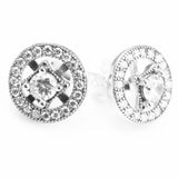 925 Silver Stud Earrings Geometric Clear Cubic Zircon European Style