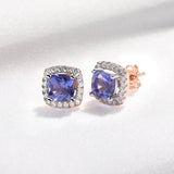 925 Silver Tanzanite Stud Earrings Rose Plating