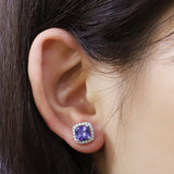 925 Silver Tanzanite Stud Earrings Rose Plating