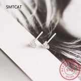 925 Silver Stud Earrings Zircon Flower Pierced Mini Crystal Ear Nail