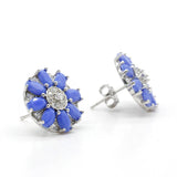 925 Silver Stud Earrings Purple Zircon Wedding Jewelry
