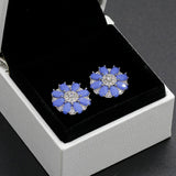 925 Silver Stud Earrings Purple Zircon Wedding Jewelry