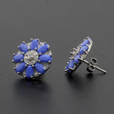 925 Silver Stud Earrings Purple Zircon Wedding Jewelry
