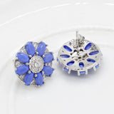 925 Silver Stud Earrings Purple Zircon Wedding Jewelry