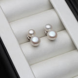 925 Silver Double Pink Pearl Stud Earrings Wedding Jewelry