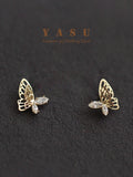 925 Silver Butterfly Stud Earrings European Wedding Jewelry Gift