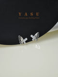 925 Silver Butterfly Stud Earrings European Wedding Jewelry Gift