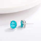 925 Silver Green Zircon Stud Earrings Women Fashion Party Jewelry