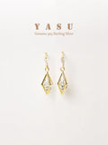 925 Silver Stud Earrings Women Yasu Diamond Hollow Crystal Jewelry