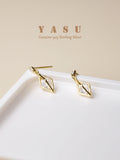 925 Silver Stud Earrings Women Yasu Diamond Hollow Crystal Jewelry