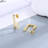 925 Silver Geometry Drop Earrings with Zircon Inlay